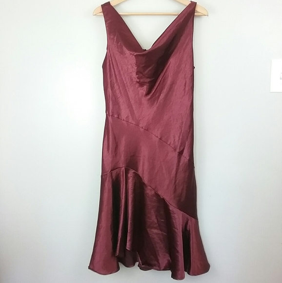 Taylor Dresses & Skirts - Taylor Burgundy Asymmetrical Solid Slip Dress